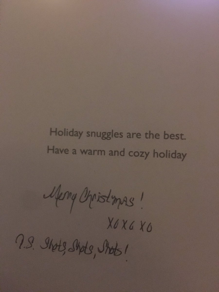Thank you so much to my lovely cousin <a href="/Patsydog1/">Pea Rabbit</a> for my Christmas card all the way from California!! Of course it said Shots, shots, shots💕😻