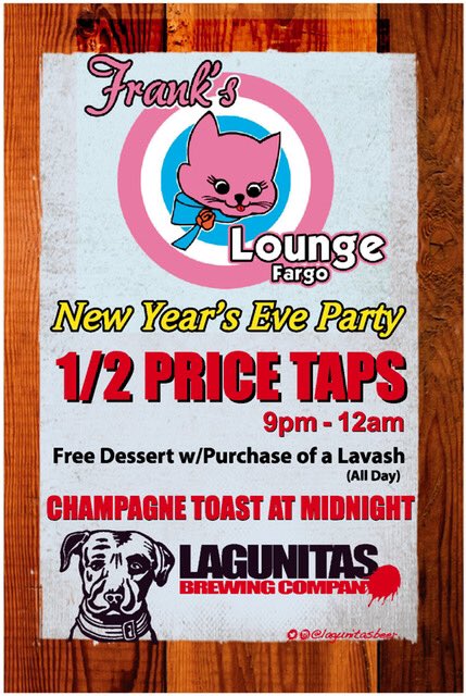 1/2 price taps all day!  FBS football! New Years Celebration!  See you Saturday!!