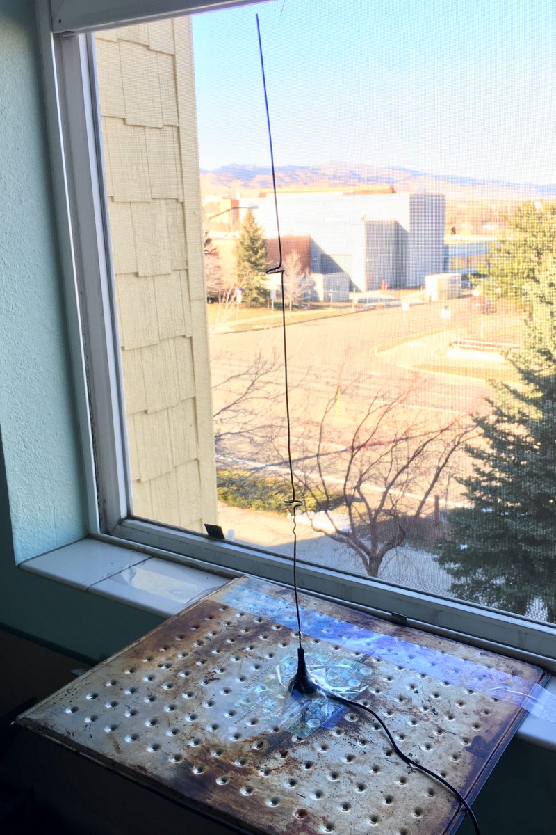 Picture of collinear antenna on the windowsill.