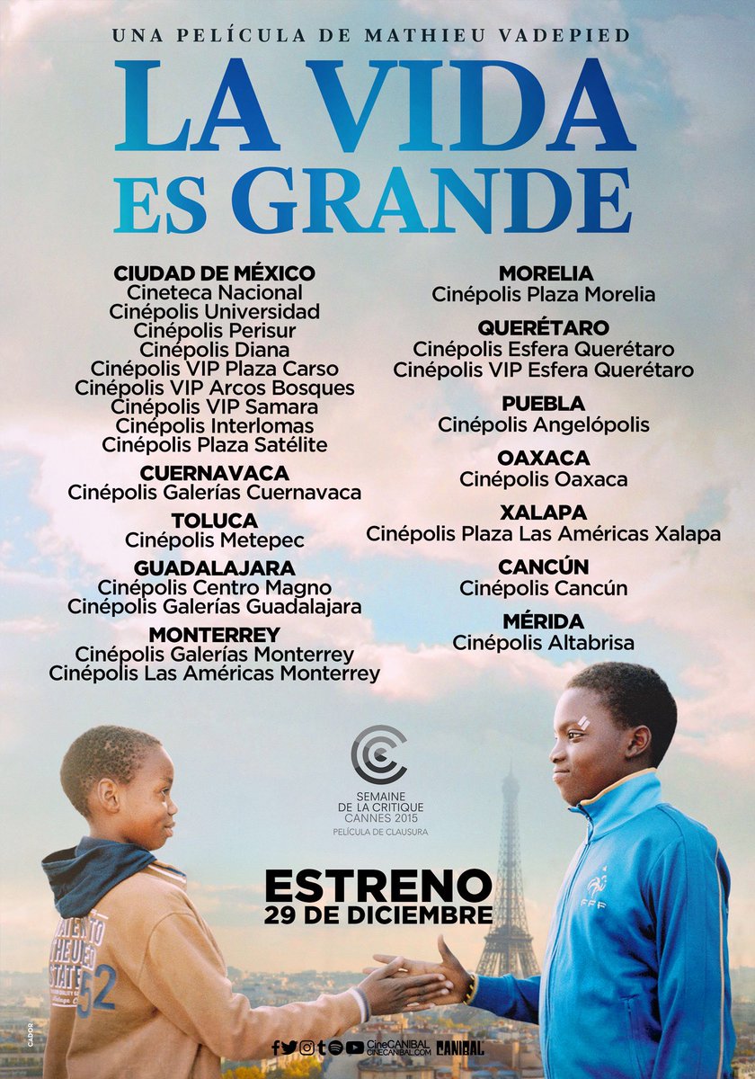 cineCANIBAL's tweet photo. Seleccionada como película de Clausura en la Semana de la Crítica en Cannes, HOY #LaVidaEsGrande llega a estos cines y ciudades: https://t.co/2Kqk3ZreEw