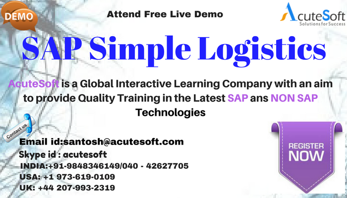 vasavi_SAP's tweet photo. Free online demo on #SAP S/4Hana #SimpleLogistics Module @AcuteSoft  #Register through below link https://t.co/YGxObyirdc https://t.co/0yzvtG7ihO