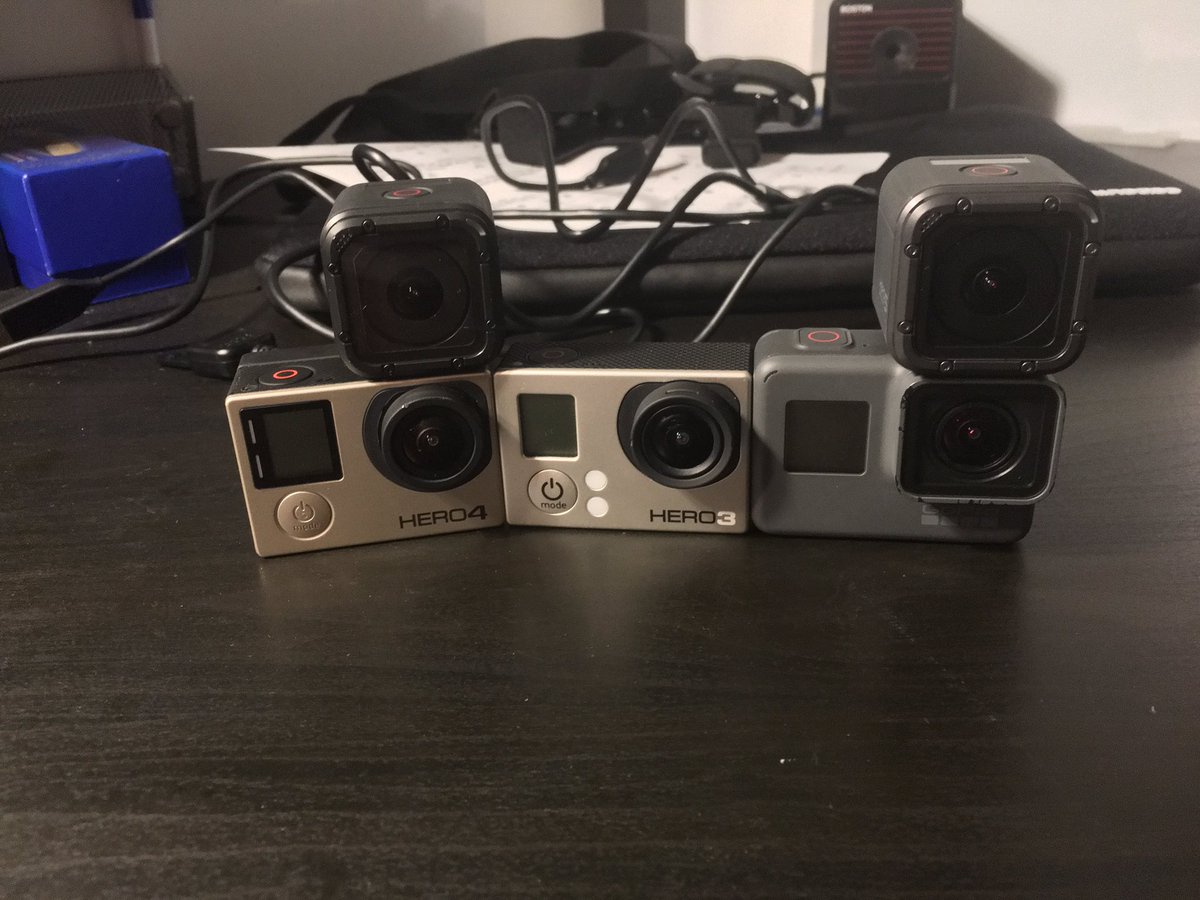 rfdsax's tweet photo. The collection! Love my GoPros! @GoPro #HeroSession4 #HeroSession5 #Hero5Balck #Hero4Back #Hero3 https://t.co/zSq6pcv0hM