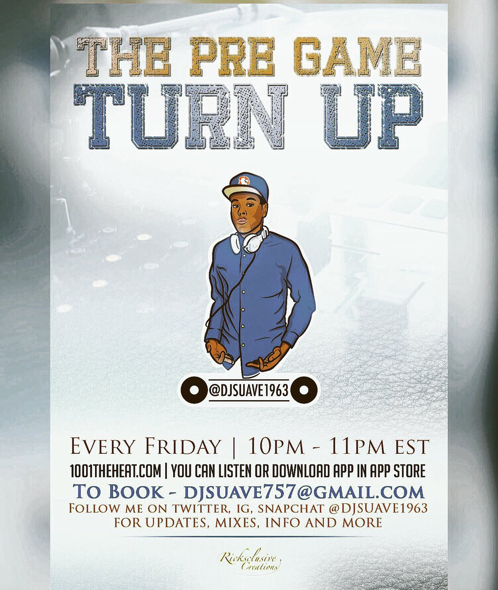 djsuave1963's tweet photo. Let's go! Tune in2 my show #ThePreGameTurnUp on Friday on @Theheat1001 at 10pm and listen up as I'm dropping @bighookz #MakeaMilli https://t.co/PLDwrgG8Jp