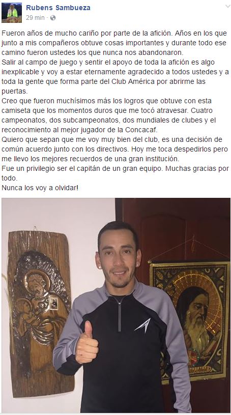 record_mexico's tweet photo. Con esta carta se despide @rubenssambueza de @ClubAmerica 

https://t.co/dt5aAcp4wV https://t.co/wCjVWbXNJZ