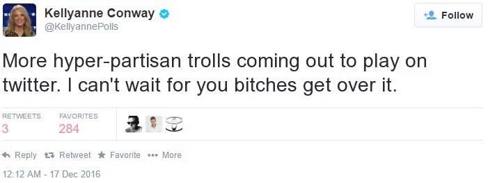 ajbraywrites's tweet photo. Hey @KellyannePolls, #HyperPartisan person #ComingOutToPlay on Twitter here. #GetOverIt! π(RT as desired.) https://t.co/2vpwfNdNc1