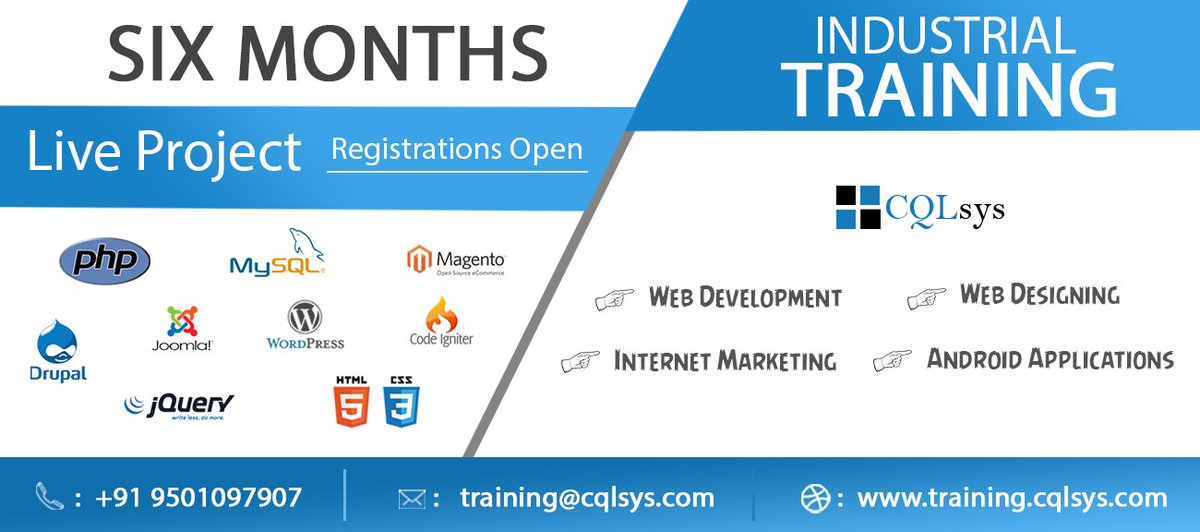 CqlsysTech's tweet image. Cqlsys Technologies is the #best_six_months_industrial_training company. #Stipend_Based_Training #php_development
goo.gl/sLK7Bf