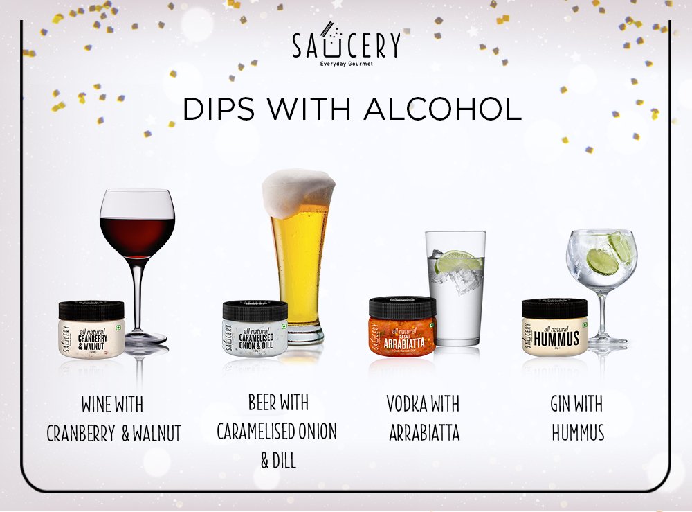 Saucery_India's tweet photo. Pair your poison with our recommended dips and sauces, and it'll take the party to another level altogether! 🙌🏻 https://t.co/185biTDkAz