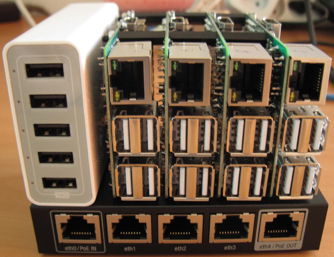 WillyTarreau's tweet image. Having fun today at @haproxy_tech with my new #distcc cluster : 4 MiQi boards, haproxy on EdgeRouter-X, a 50W 5V PSU, cuts times in half...