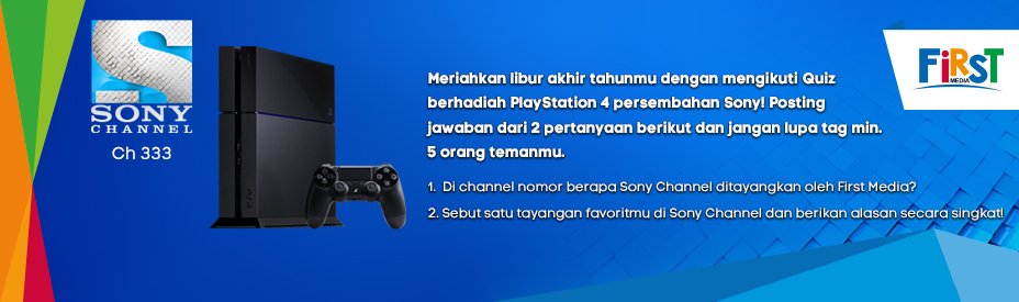 FirstMediaWorld's tweet photo. Tahun baru ikutan kuis,yuk! Siapa tahu bisa dapet PS4 dari Sony. Kamu masih punya kesempatan sampai tanggal 15 Januari 2017. https://t.co/6ZdQ0pF8Mm