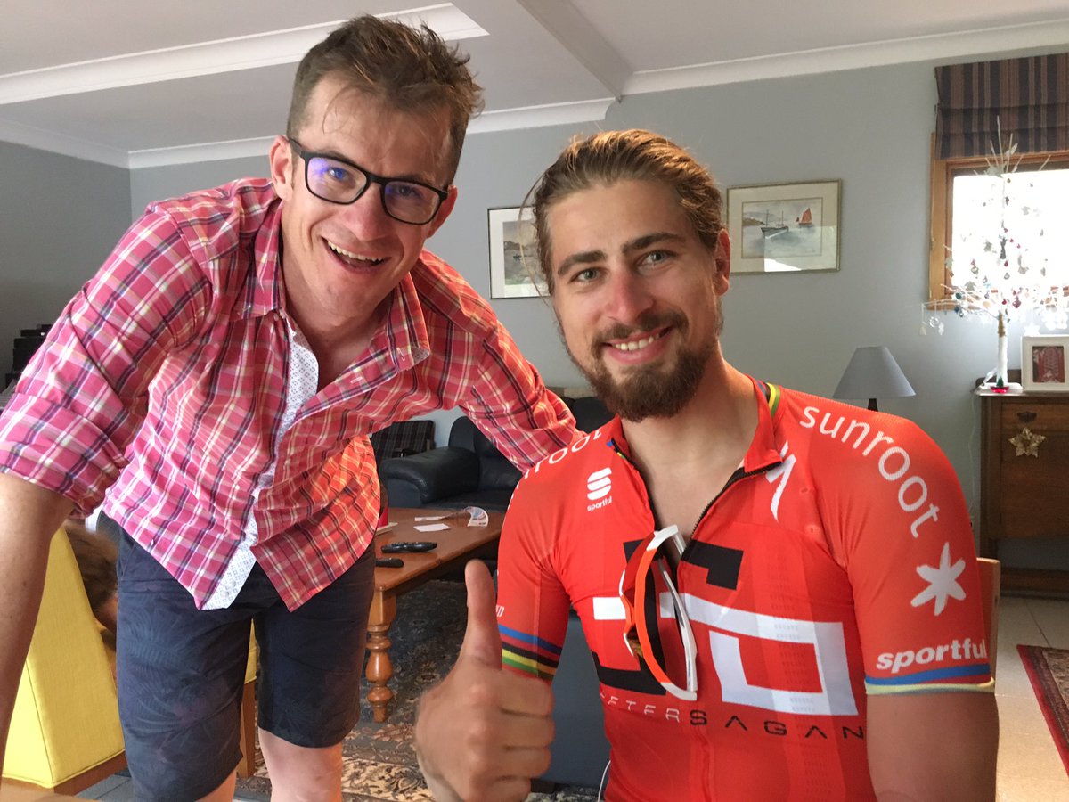 mickrogers's tweet photo. Had some cyclist turn up at my doorstep asking for water. Great to see you @petosagan https://t.co/tf9P8gmcry
