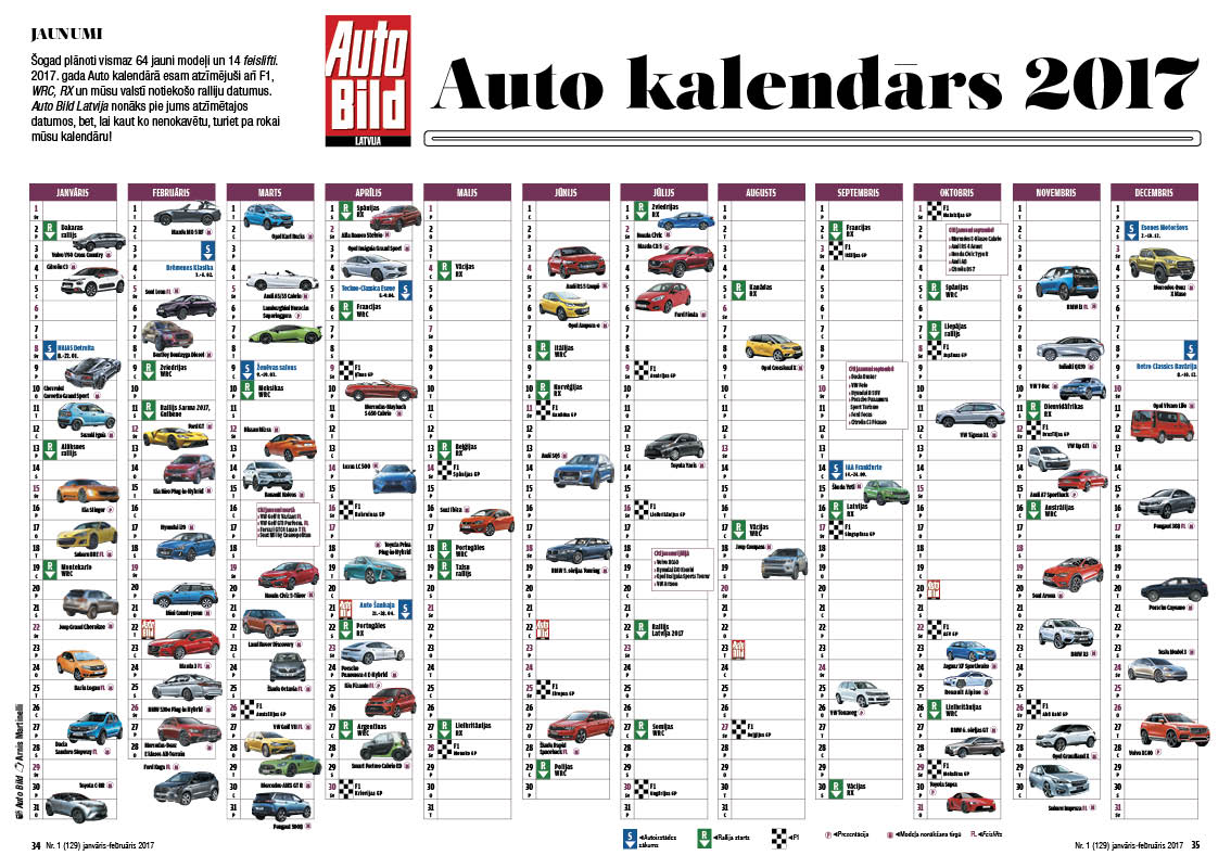 Jaunajā Auto Bild Latvija 2017. gada Auto kalendārs – visi gaidāmie modeļi un notikumi!