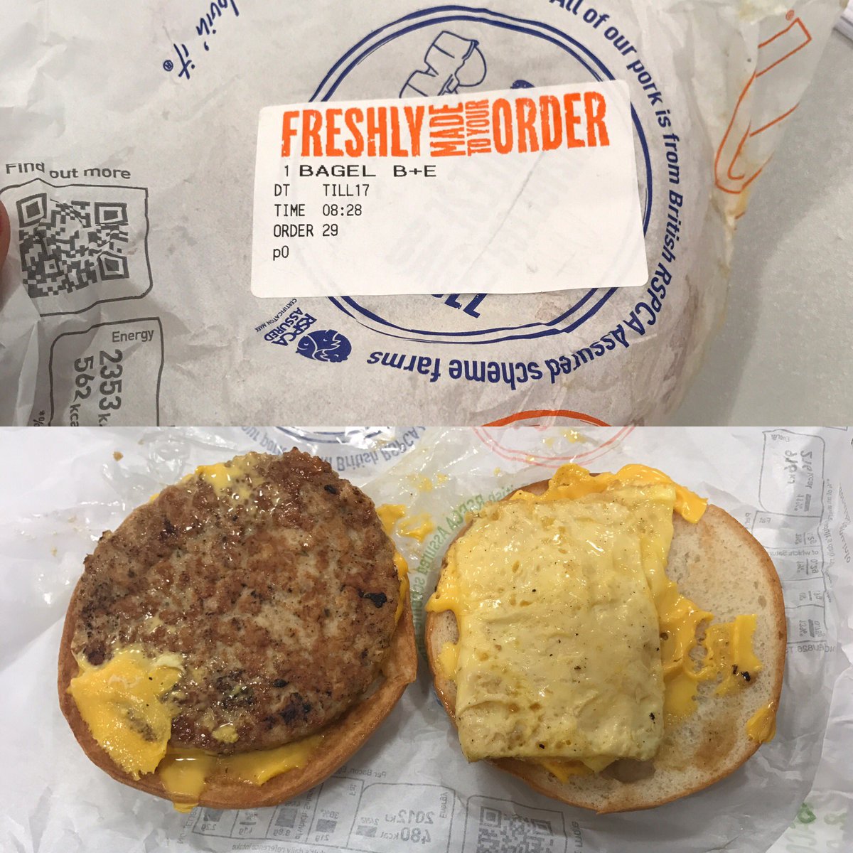 frpenney96's tweet photo. @McDonaldsUK My last Maccys of the year and they give me a sausage &amp; egg instead of a bacon &amp; egg - didn't think 2016 could get worse😤😤😤 https://t.co/7UmjEP4erQ