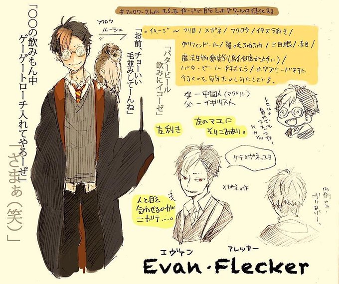 私も便乗で、うん年前にフォロワーさんからイメージ頂いて描かせていただいたホグっ子ちゃん。
イタズラと鳥類が大好きなアホです。
はとむぎさん家のアドニス君とまぁ色々とありそういう関係。 