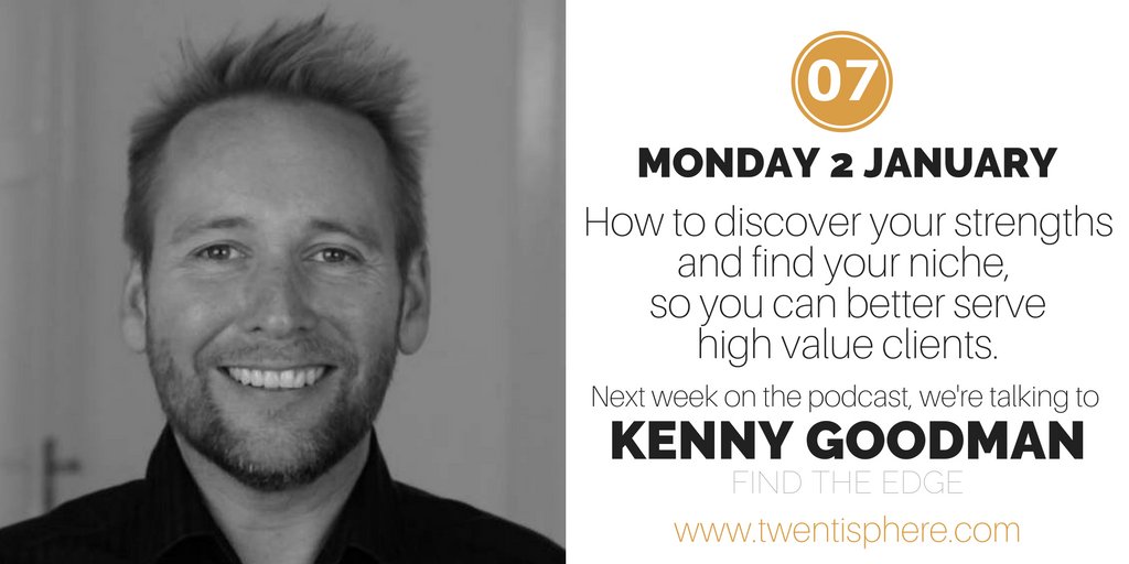 Twentisphere's tweet photo. Next week on the #podcast @KennyGoodman Founder of @FindTheEdgeHQ talks to Carl Benfield about #Marketing and attracting #HighValueClients https://t.co/2I1Fxsp2JV