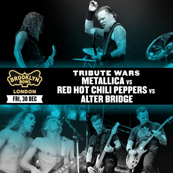 BBowlLondon's tweet photo. Tonight! Tribute Wars: #Metallica vs #RedHotChiliPeppers vs #AlterBridge :: Doors: 7PM // Show: 8PM // 18+ :: https://t.co/fWWwl4TOrV https://t.co/waeYeQsDHD