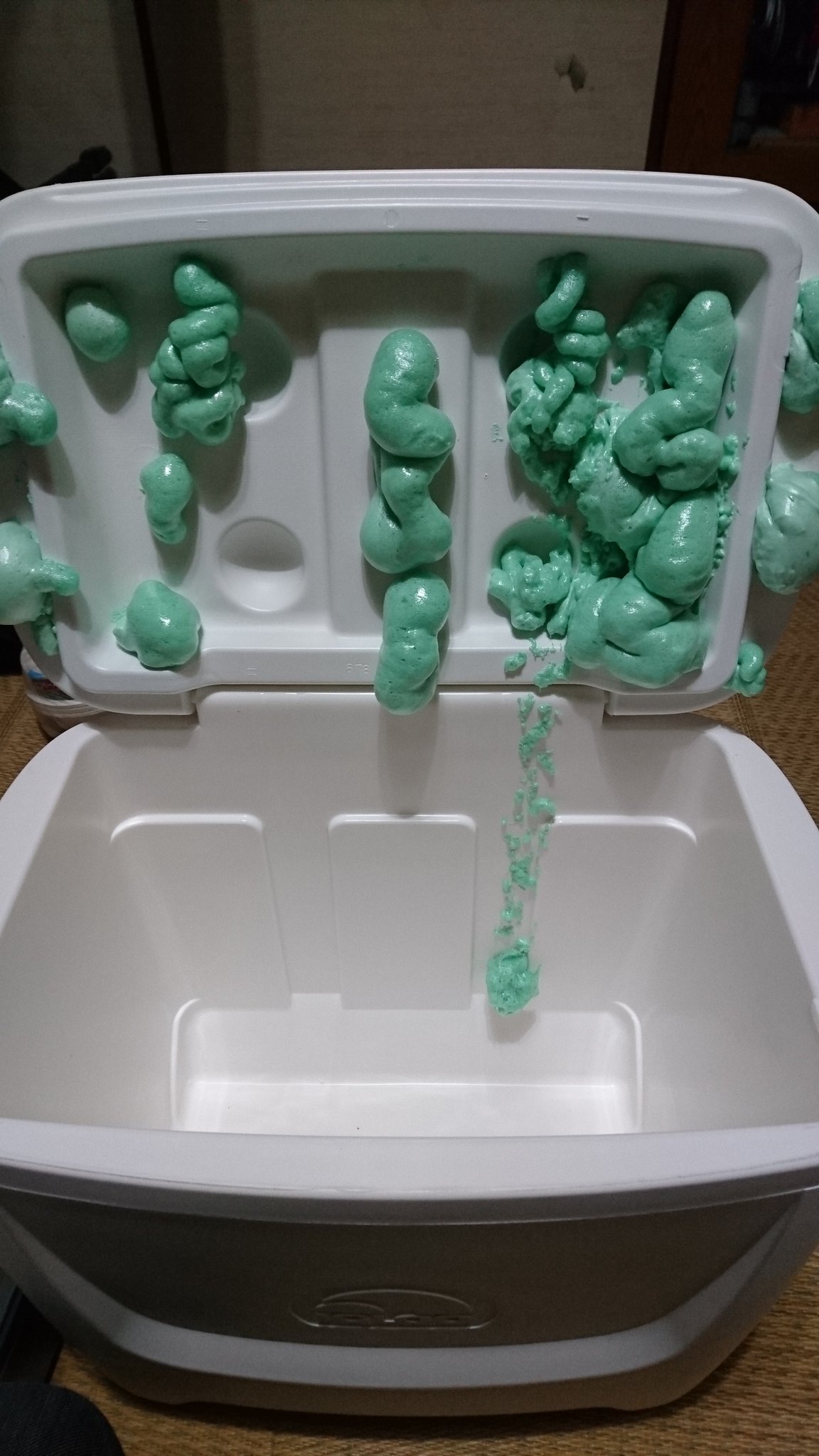 ふみぱぱ ソロキャンプ用にイグルーのクーラーボックスを購入 蓋に発泡ウレタンを充填 でも やりすぎたかな W T Co J4ovegiga8 Twitter