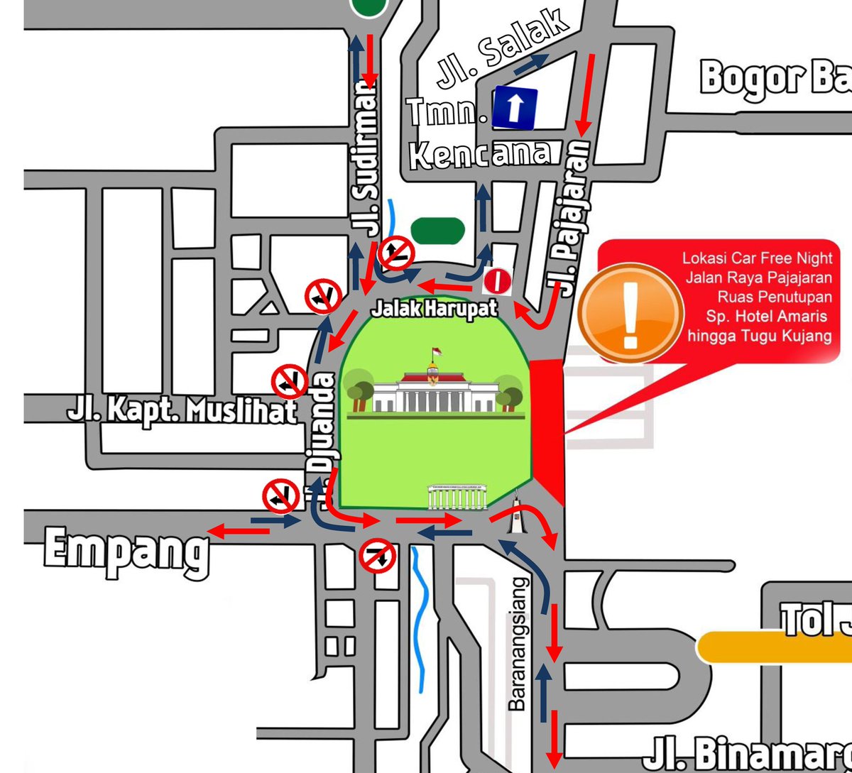 Polrestabogota's tweet photo. PETA PENGALIHAN ARUS KEGIATAN CAR FREE NIGHT KOTA BOGOR, SABTU (31/12) PKL 22:00 WIB S.D. MINGGU (1/1) PKL 01:00 WIB. https://t.co/A2pbNH07ET