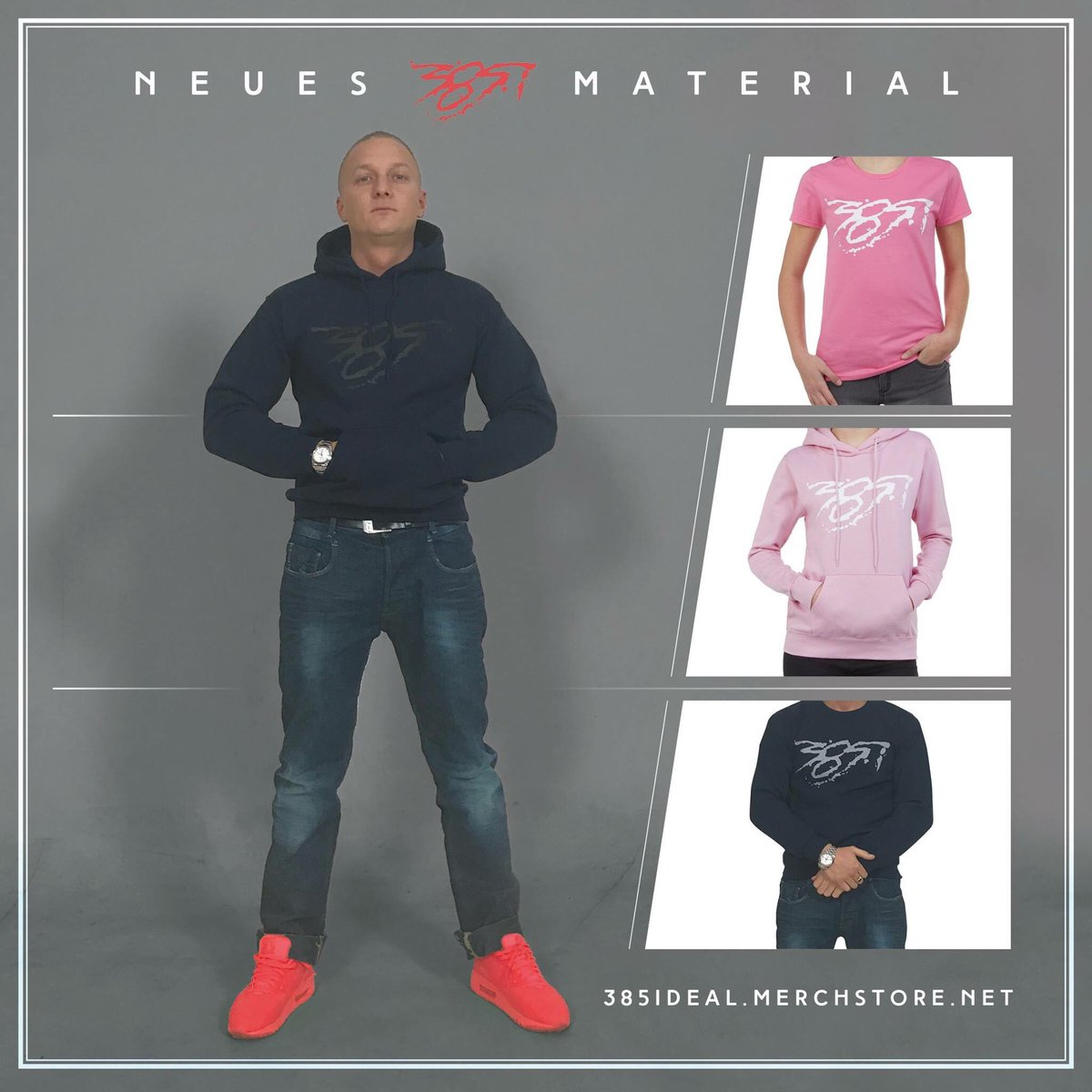 Checkt unseren Merchstore für neue Oberteile und bleibt gespannt, was es zur <a href="/olexesh64/">Olexesh</a>-Tour für Merch geben wird 😉

385ideal.merchstore.net