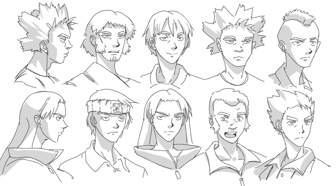 pixelsohei's tweet photo. Male faces training. #anime #sketch #sohei https://t.co/g9kfRmHJ1V