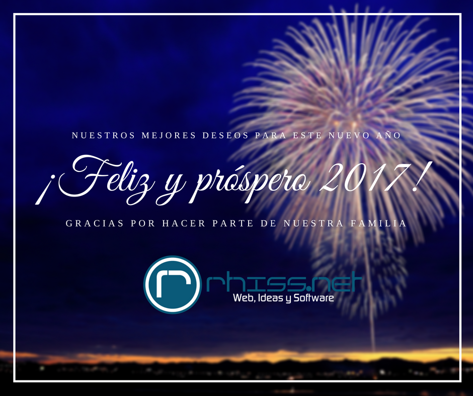 Rhissnet's tweet photo. #FelizAñoNuevo ¡Feliz y próspero 2017! Nuestros mejores deseos para este nuevo año. GRACIAS POR HACER PARTE DE NUESTRA FAMILIA. https://t.co/qQ1fMZSWgr