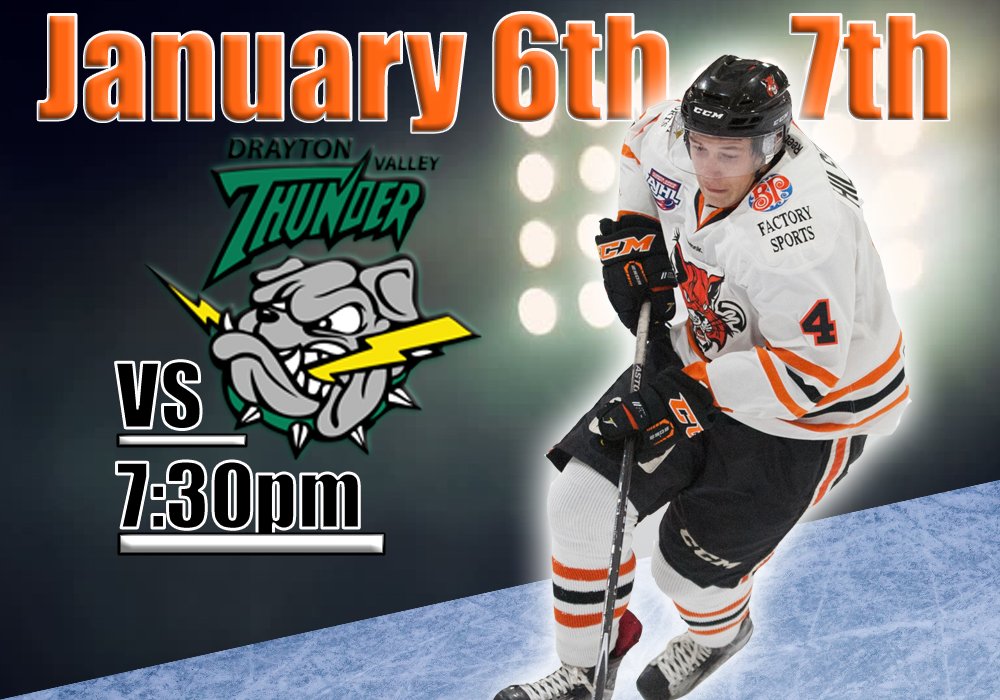 Hey fans, we hope you are enjoying the holidays. We are back at the CCC in 1 week when we host <a href="/DVThunder/">Drayton Valley Thunder</a> -Jan 6, first home game in 33days