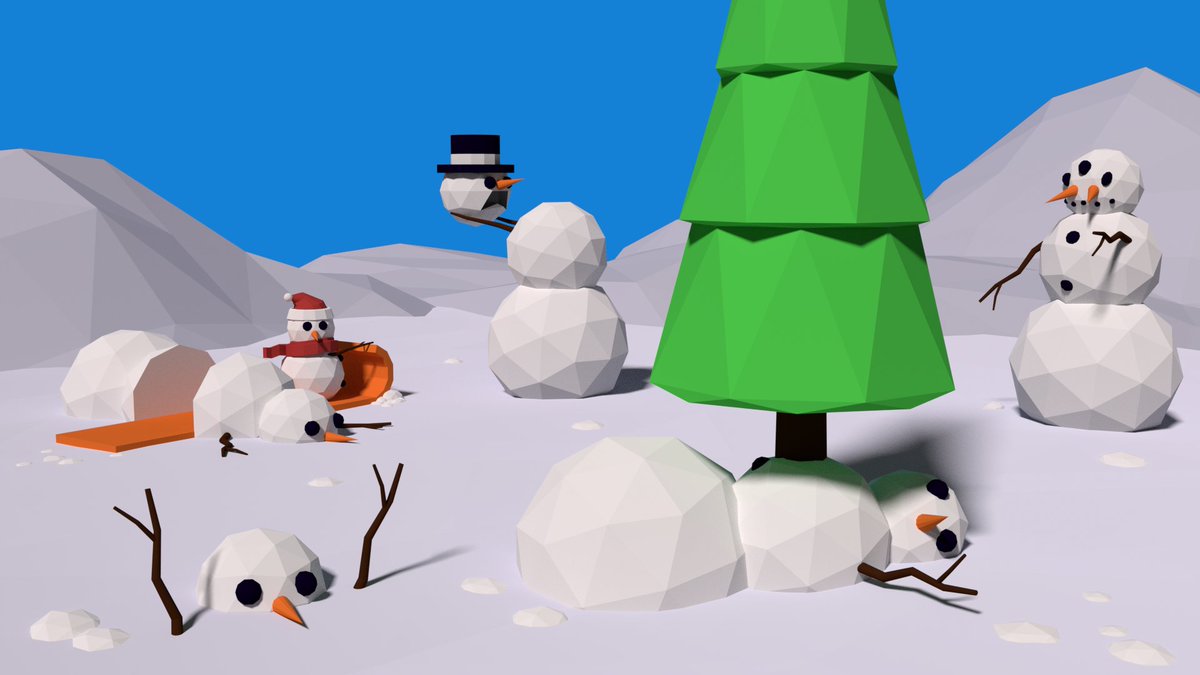 LogansLevel's tweet image. A Transmogrifier and Snowman Horror! Made some 3D models from @CalvinandHobbes #comics :D 

#lowpoly #3D #CalvinAndHobbes #3december