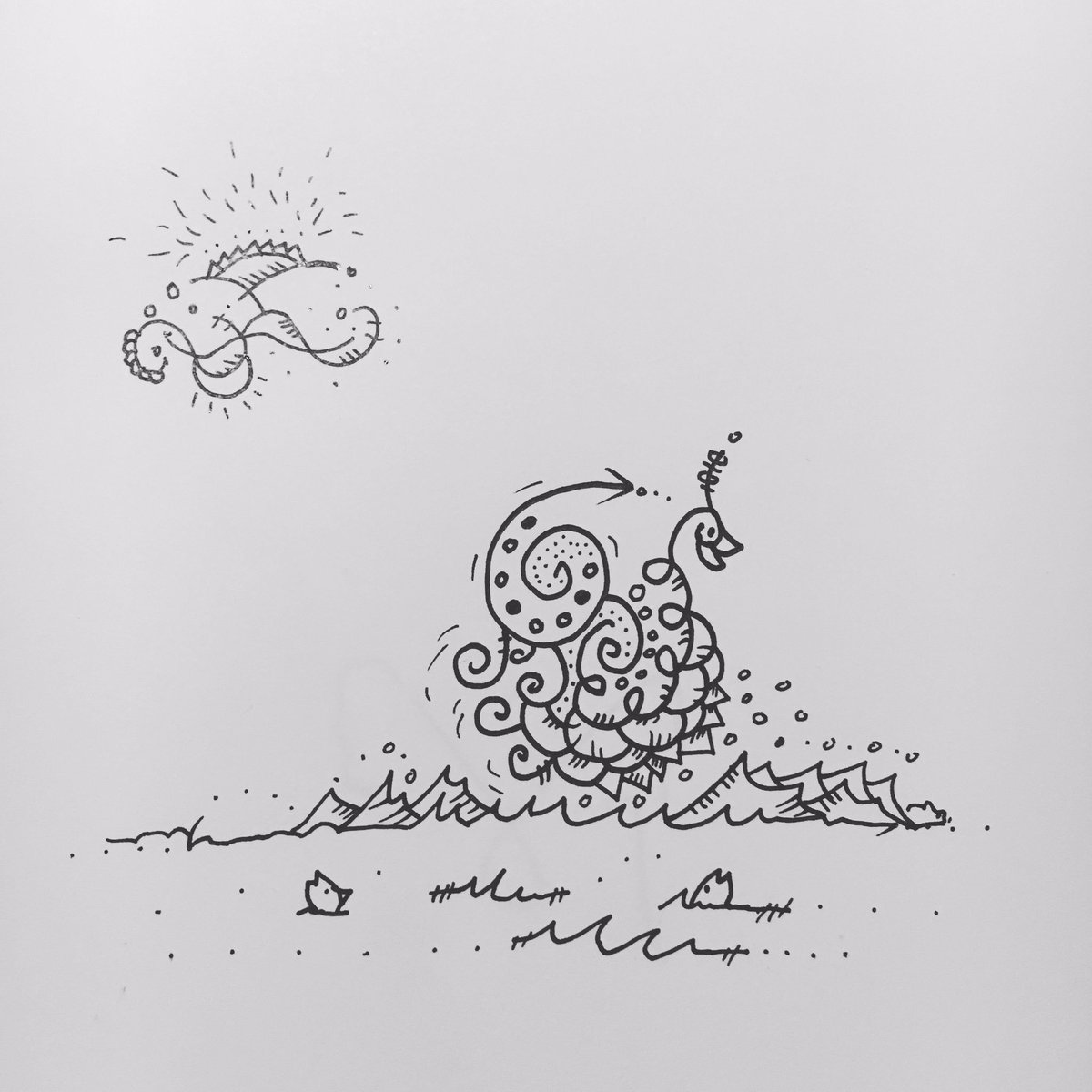 DecyDesign's tweet image. Runaway Swan...  #art #illustration #drawing #pencil #doodle #sketchbook