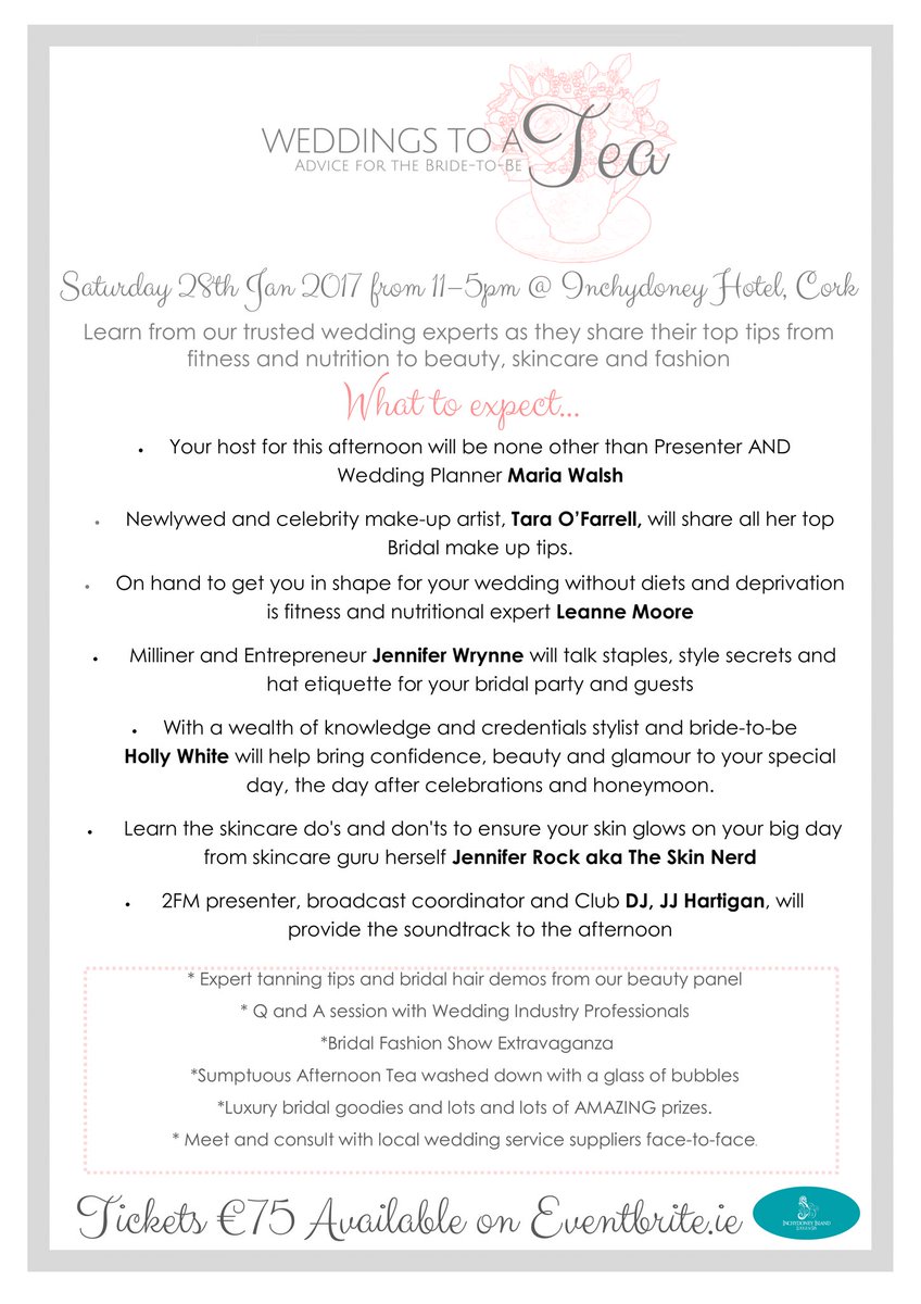 weddingstoatea's tweet photo. Calling all twitter brides-to-be!So excited to announce our ultimate wedding planning events this Jan in Clare,Cork &amp; Kerry! #weddingstoatea https://t.co/8MVdBLJbgj