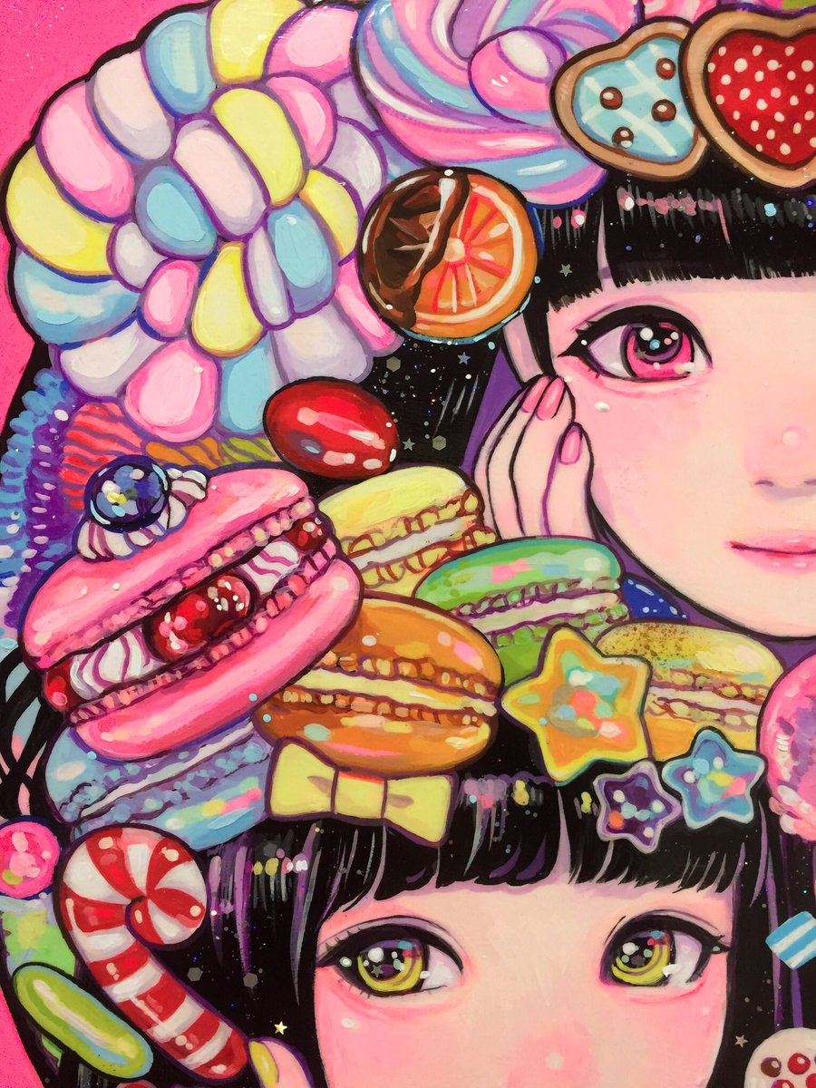 巽千沙都 Chisatotatsumi この絵はアナログで描かせて頂きました ツルツルテカテカでラメが入ってキラキラしていますよ 展示でもみてもらいたい っ T Co Ziro738awn Twitter