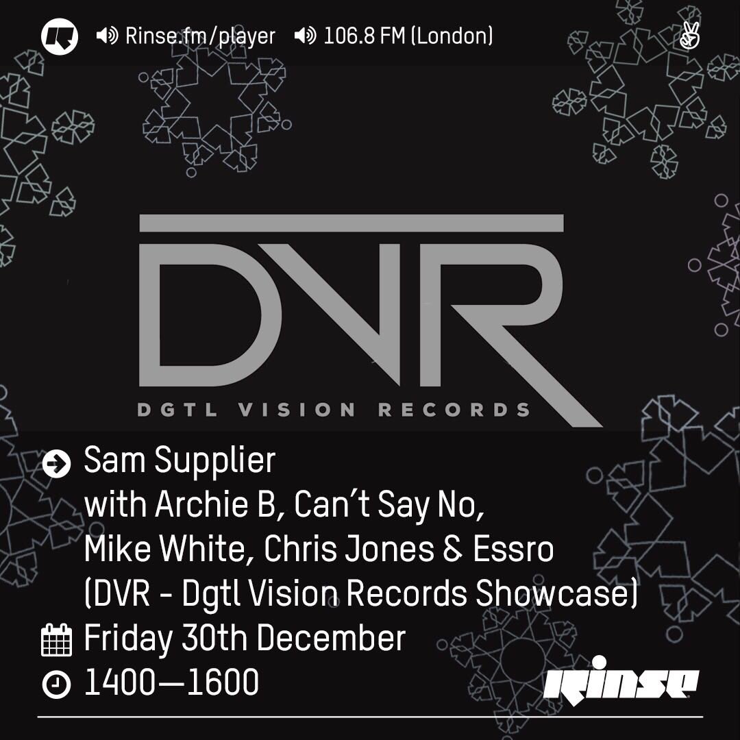 dgtlvision's tweet photo. Catch the DVR massive going live with @SamSupplier on @RinseFM at 2pm make sure you lock in 🔈🔈🎵 #HouseMusic #dvrrecords #music #Rinsefm https://t.co/zBnPc4iN9y