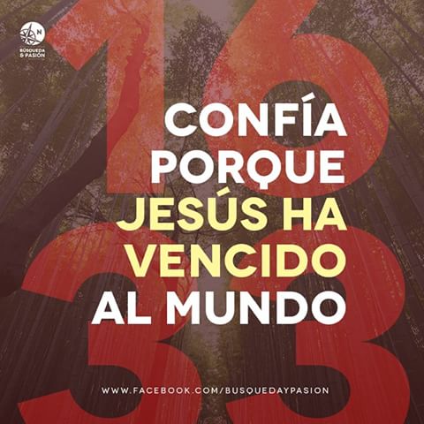 #DEVOCIONAL 30-12-2016

En el mundo tendrán aflicción; pero confíen, yo he vencido al mundo. Juan 16:33
