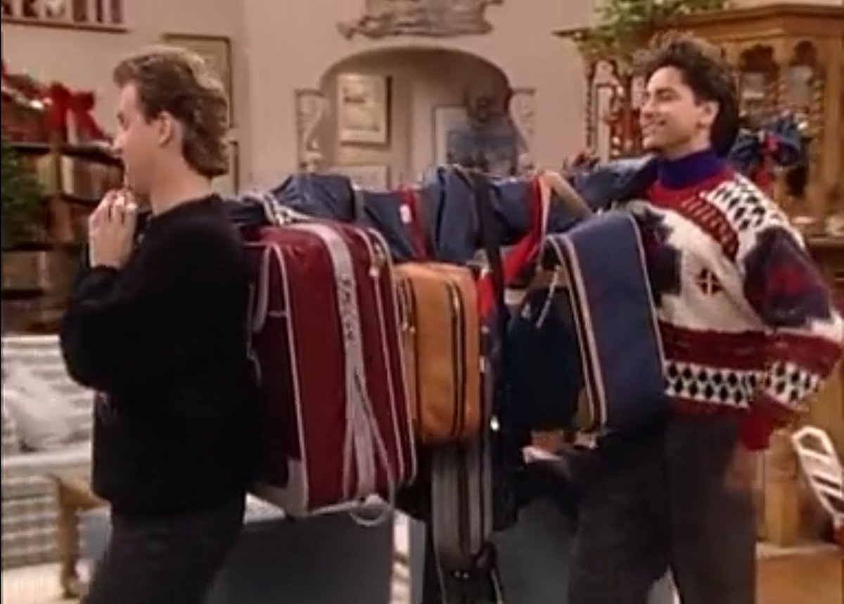 PavVec's tweet photo. Packing for winter vacation like Jesse &amp; Joey from #FullHouse! Have to bring it all! .@JohnStamos .@DaveCoulier https://t.co/8v2AgjdOBN
