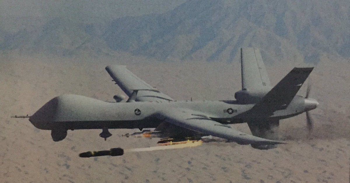 TwetPolisi's tweet photo. Mesin pembunuh tanpa awak, MQ-9 Reaper. Mengintai dari ketinggian 9.000-25.000 kaki.
#FighTerrorism https://t.co/sKIU9kbwZi