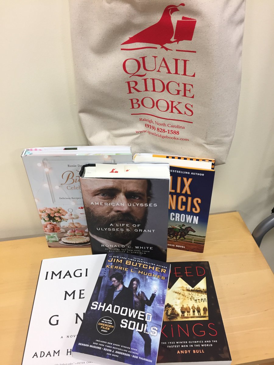runforyoung's tweet photo. Door Prize! Race sponsor @quailridgebooks donated these 6 books and canvas tote for the race next Sunday! #5k #raleigh5k #roadrace #raceswag https://t.co/tlKRUCjseR