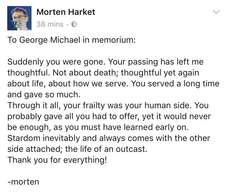 Philosophical words from #mortenharket ❤
#ripgeorgemichael #eightiesicon #tribute #georgemichaeltribute <a href="/fadifawaz/">Fadi Fawaz</a> 💔
