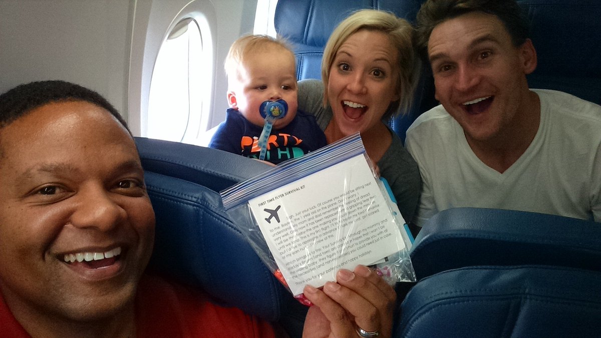 VinceSimsNBC5's tweet image. couple gave me &quot;Baby&apos;s First Flight&quot; survival bag w/aspirin, earplugs, candy and a note apologizing just in case #awesomeidea #greatparents