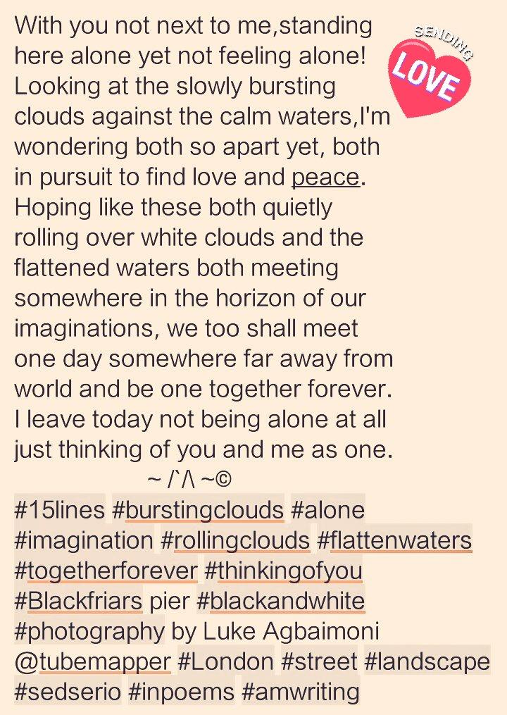 Mona_adorable's tweet photo. #15lines #burstingclouds #flattenwaters
#alone #BlackfriarsPier #blackandwhite #photography by @tubemapper #London @pssms #sedserio #inpoems https://t.co/W7o9tlJyLo
