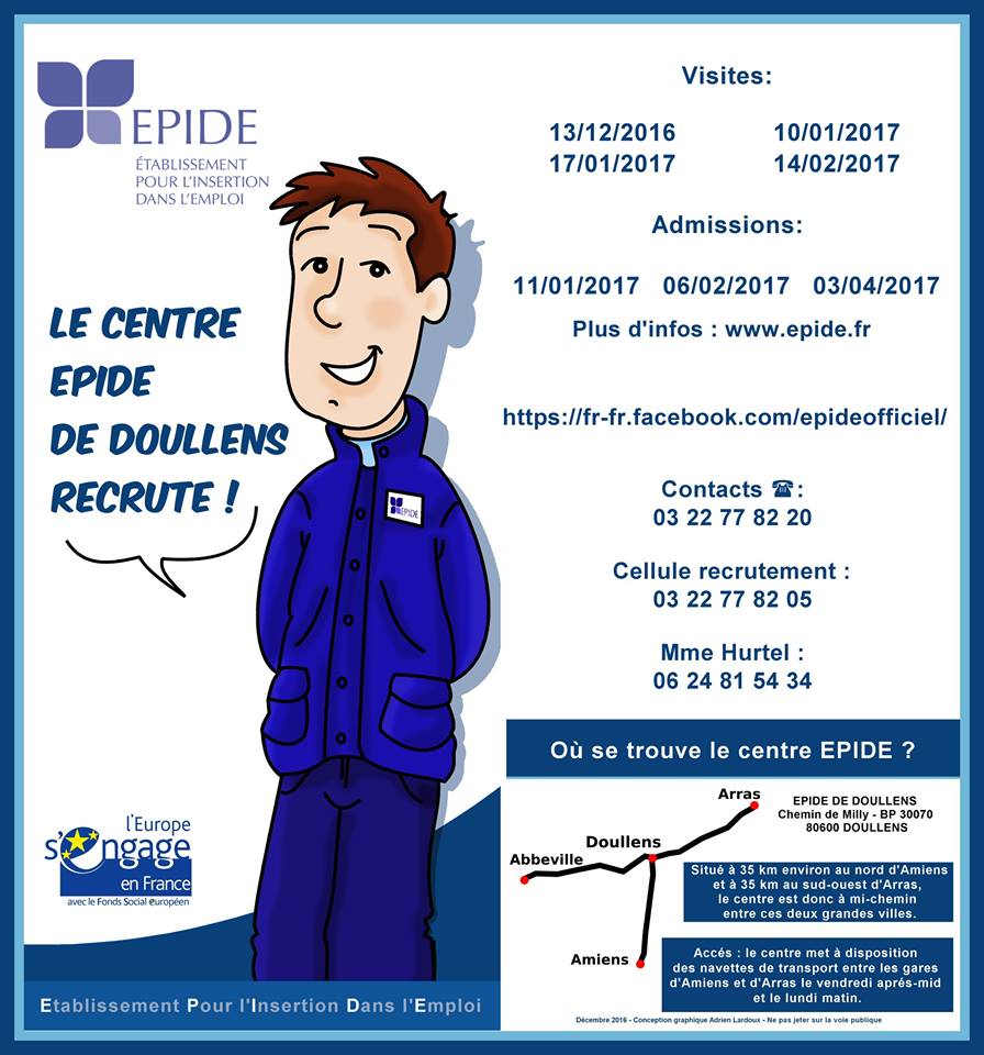 Vous avez entre 18 et 25 ans, vous recherchez une insertion professionnelle durable, n'hésitez pas a venir visiter l'EPIDE de Doullens.