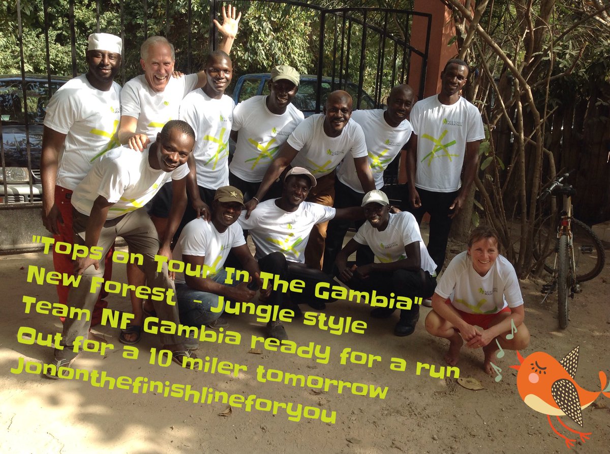 elewilde's tweet photo. @NFMarathon "Team Gambia New Forest Tops on Tour" Hot day in The Gambia 10 miler planned for tomorrow, C U in 2017 Jononthefinishlineforyou https://t.co/a2YeEGs5qS