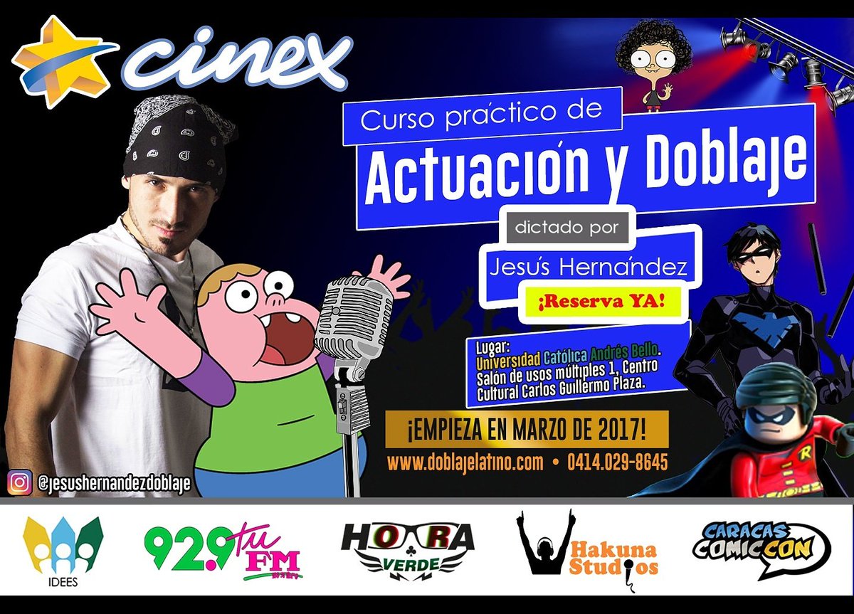 JesusHDoblaje's tweet photo. ¡En @lacatolica no te pierdas este curso que estará buenísimo! Por cortesía de @CinexVe @CaracasComicCon @horaverde929 @929tufm https://t.co/DZZk43elKk