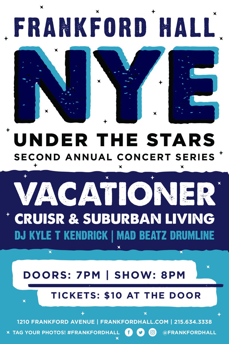 tomorrow we say goodbye to 2016 w/ <a href="/VacationerBand/">Vacationer</a> + <a href="/CRUISR/">CRUISR</a> at <a href="/FrankfordHall/">Frankford Hall</a>! we play at 8pm. $10 tickets at the door. 21+