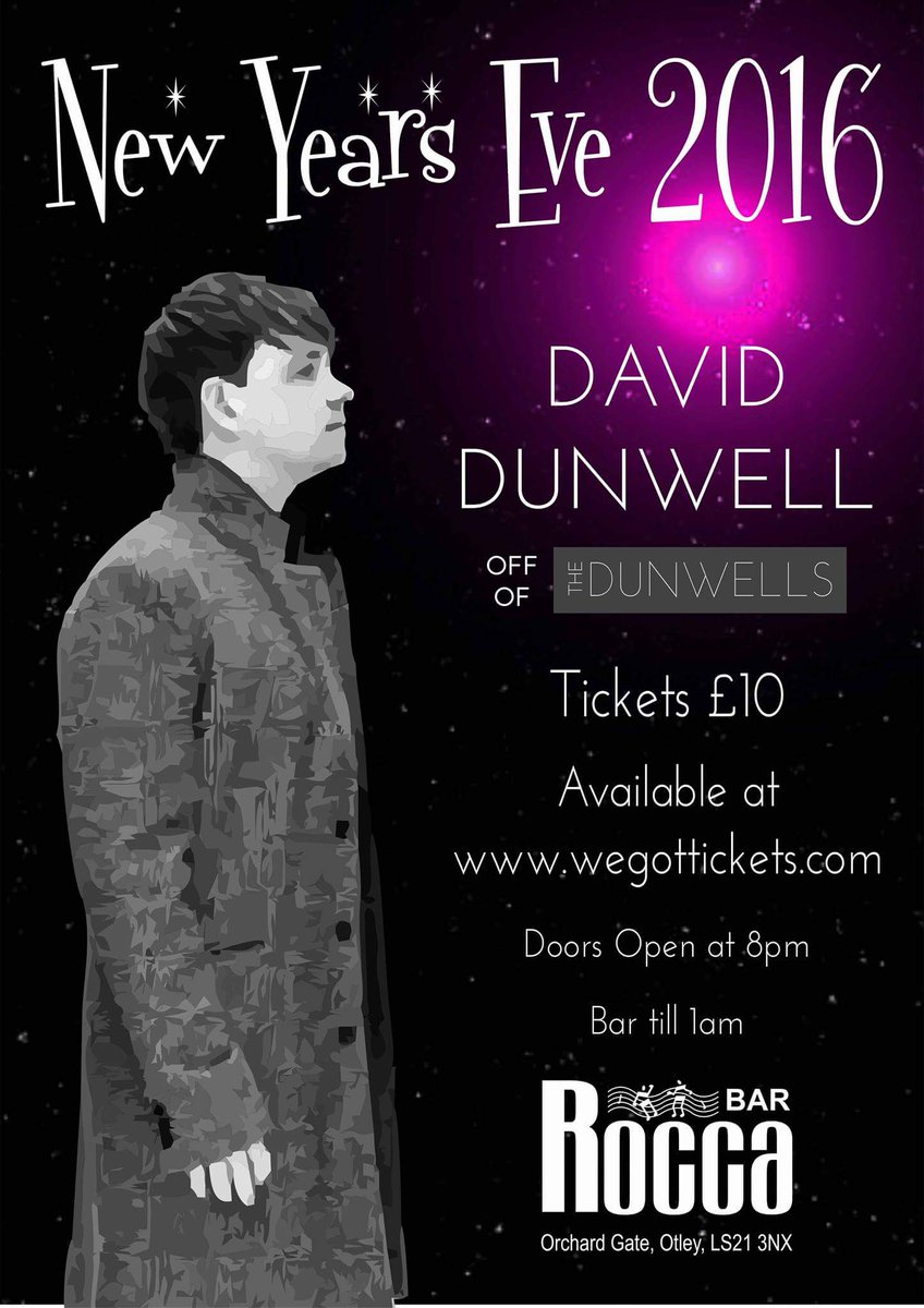 trinitysession's tweet photo. New Years Eve at Rocca. David Dunwell is performing an exclusive acoustic set. Let's welcome 2017 in style. Numbers are restricted.#otley https://t.co/1fqXqAp75c