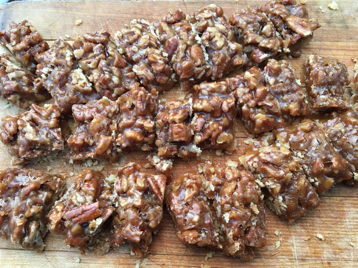 bittman's tweet photo. I'm kinda cookie'd out. So, for your New Years pleasure: no-brainer Pecan-Caramel Bars. https://t.co/DnCEEp8xgU #HTBE https://t.co/XT9tzguPJD