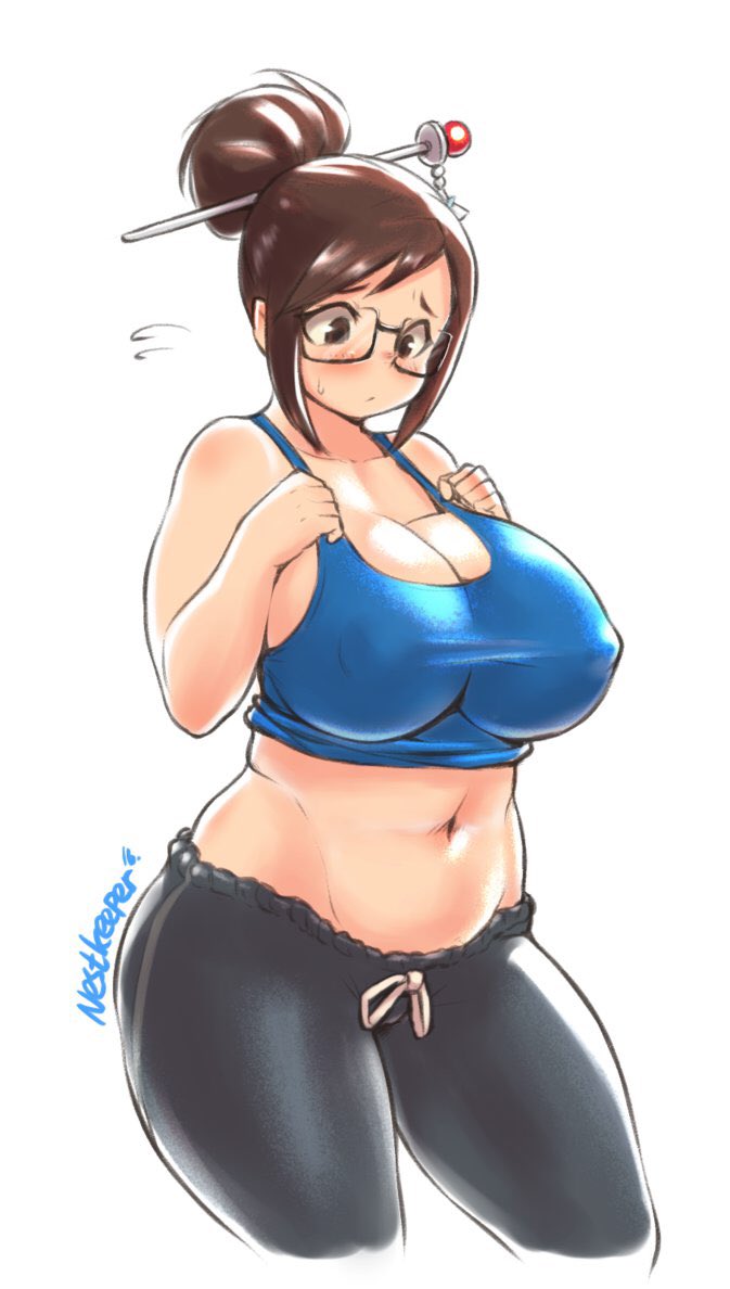 BoomBoomLewd's tweet image. I exercise with Zarya quite a bit... But it doesn't seem to be helping my weight...!