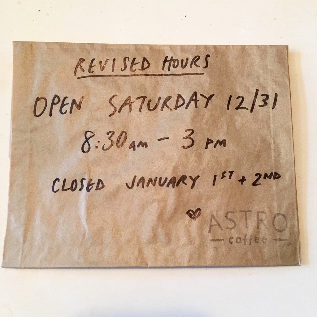 Revised hours! Open tomorrow 8:30-3p!!