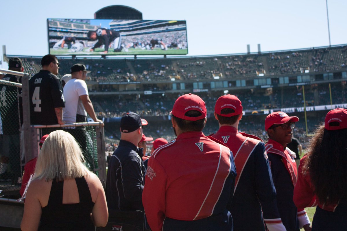 FSBMB's tweet photo. Number 2 on our countdown of the top #BMB2016 moments is the trip to cheer on @FresnoStateFB in Nevada and halftime at the @RAIDERS game! https://t.co/eb478VEcMI