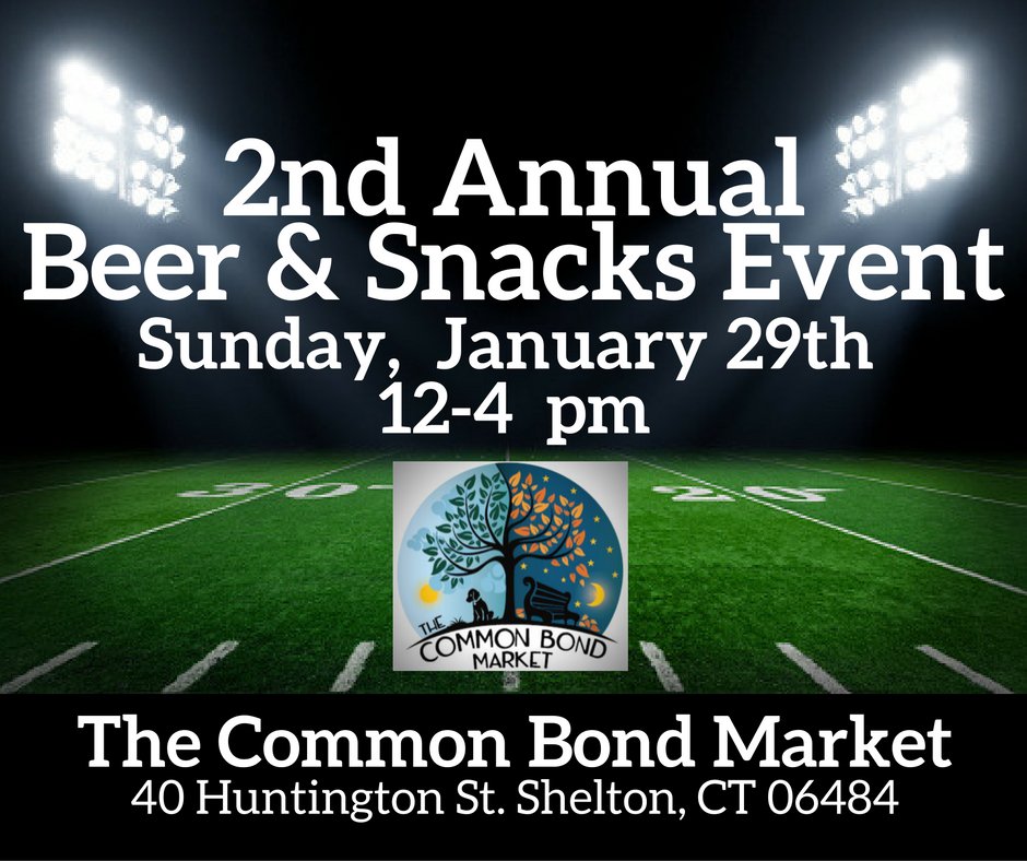 TCBMShelton's tweet photo. Mark your New Year calendars!
The Common Bond Market will be hosting their 2nd Annual Beer &amp; Snacks Event on January 29th from 12-4 pm. https://t.co/ouApthnhWW