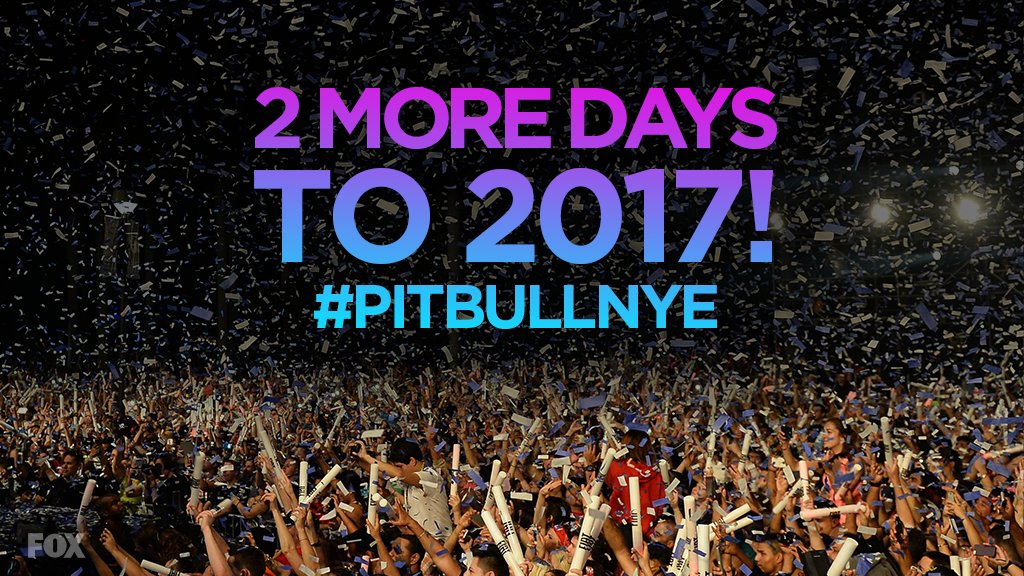 Two days to 2017! Get loose with @PitbullNYE live from <a href="/Bayfrontparkmia/">Bayfront Park Miami</a> Miami 12/31 at 11PM ET on <a href="/FOXtv/">FOX</a> #PitbullNYE