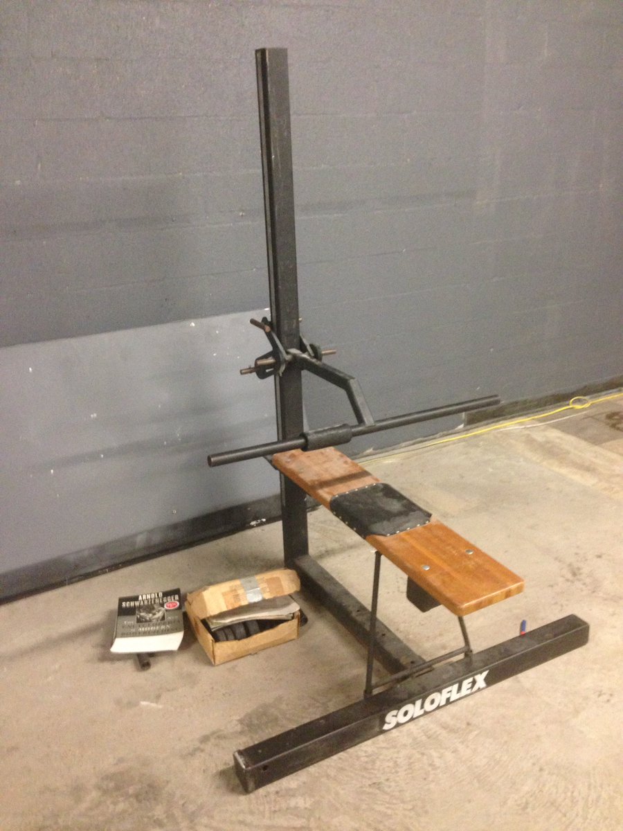 bob_biggerstaff's tweet photo. If you're ever playing @SecretGroupHTX we now have a gym circa 1982 with training manual #soloflex https://t.co/ILUBCbZk7M