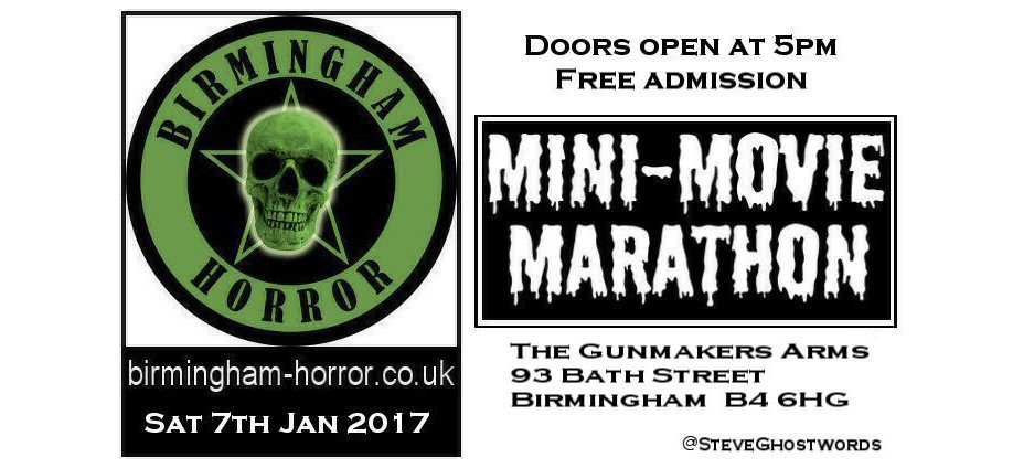 HomeownerMovie's tweet photo. Thanks @SteveGhostwords for inviting @HomeownerMovie to play at Birmingham,UK Horror Mini-Movie Marathon on Jan 7, 2017!! Go see it u can https://t.co/As691cradw